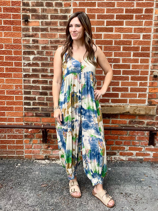 The Madison Sleeveless Tie Dye Jumpsuit