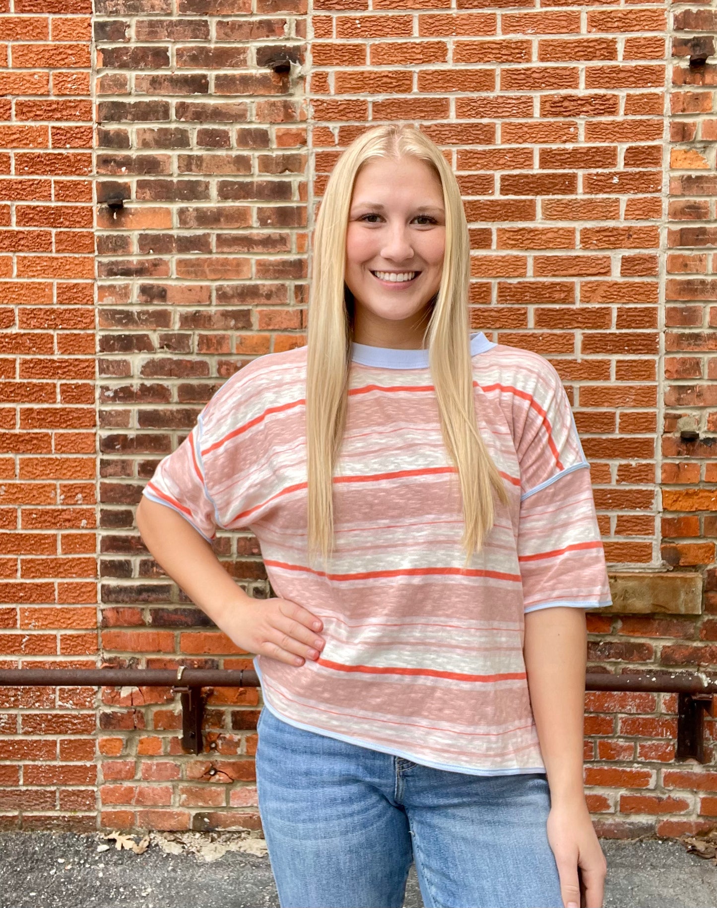 The Elira Color Block Striped Tee