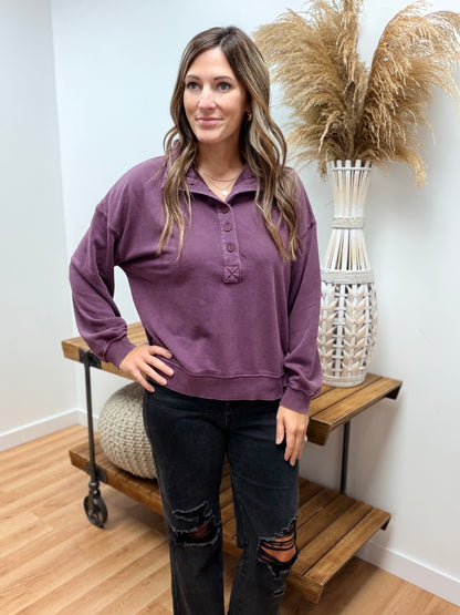 The Loloi Quarter Button Crewneck Sweatshirt