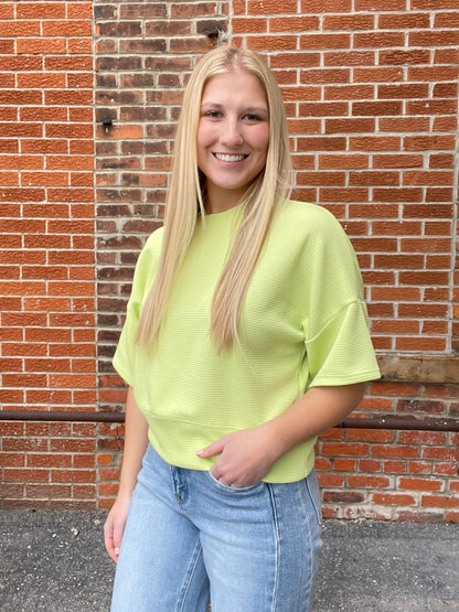 The Keylime Short Sleeve Double Knit Top