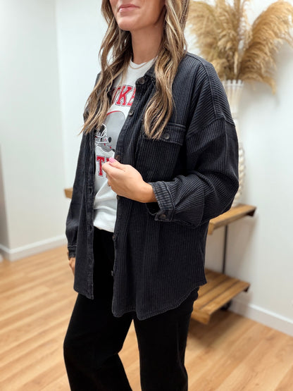 The Kaison Mineral Wash Button Down Thermal Shacket