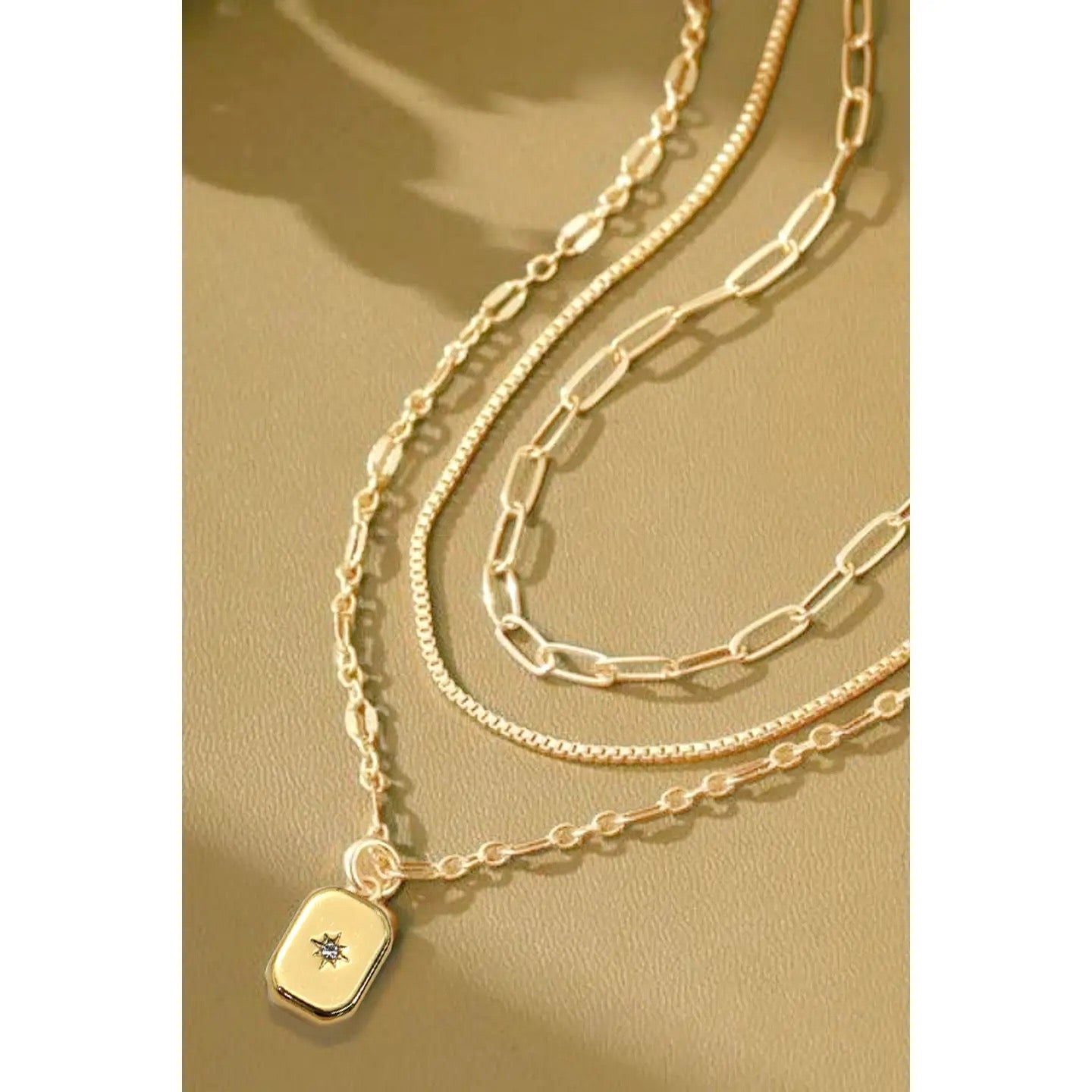 18k Stainless Steel Triple Layered Necklace