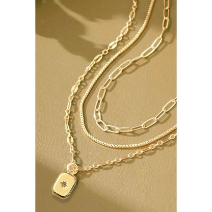 18k Stainless Steel Triple Layered Necklace