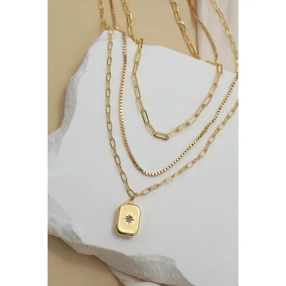 18k Stainless Steel Triple Layered Necklace