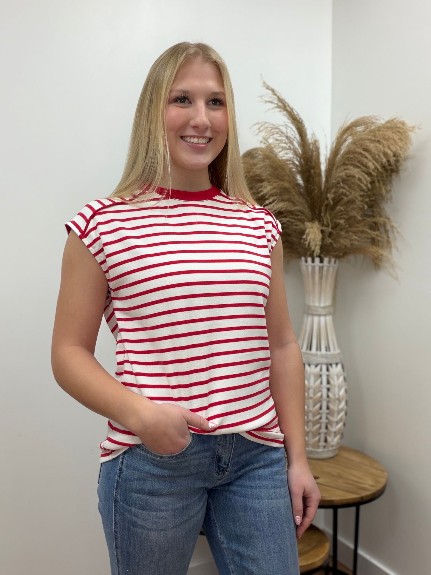 The Millie Sleeveless Stripped Knit Top