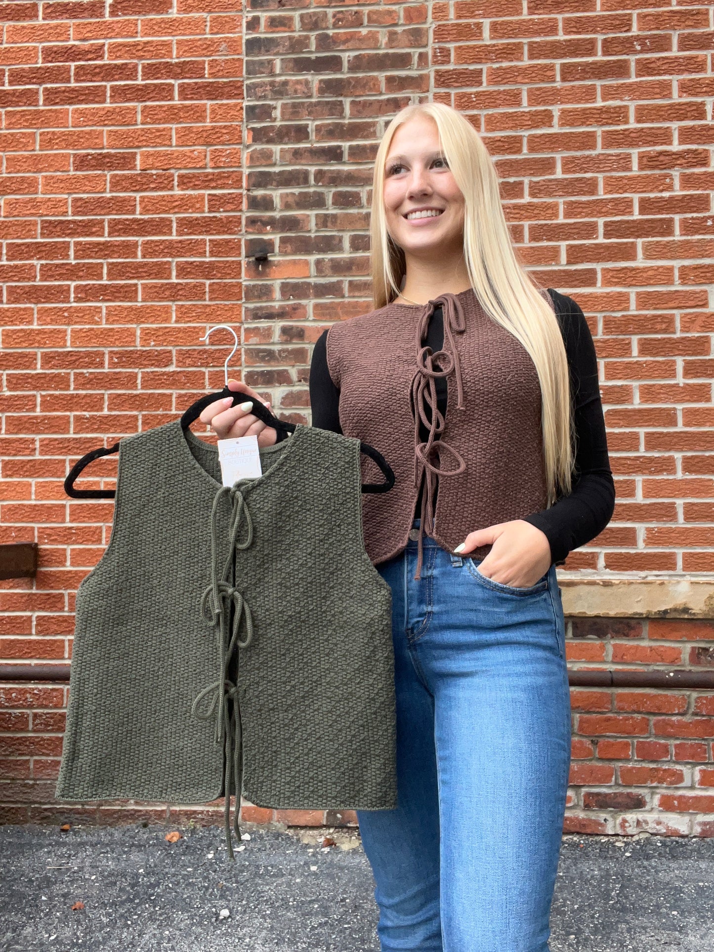 The Adell Front Tie Sweater Vest