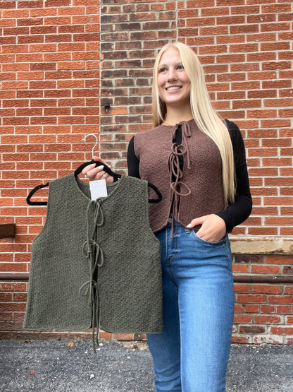 The Adell Front Tie Sweater Vest