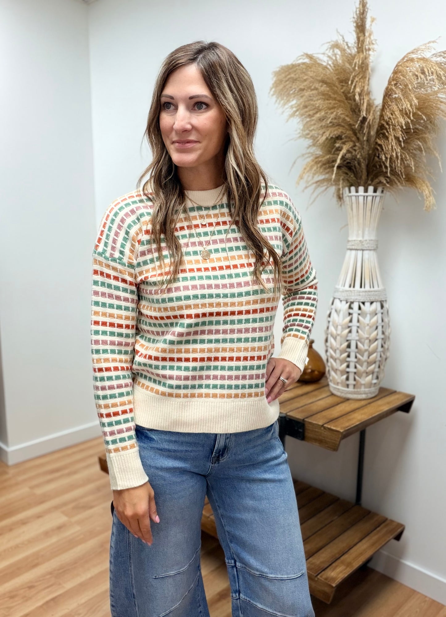 The Mari Multicolor Striped Knit Sweater