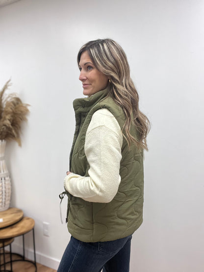 The Polli Quilted Olive Vest