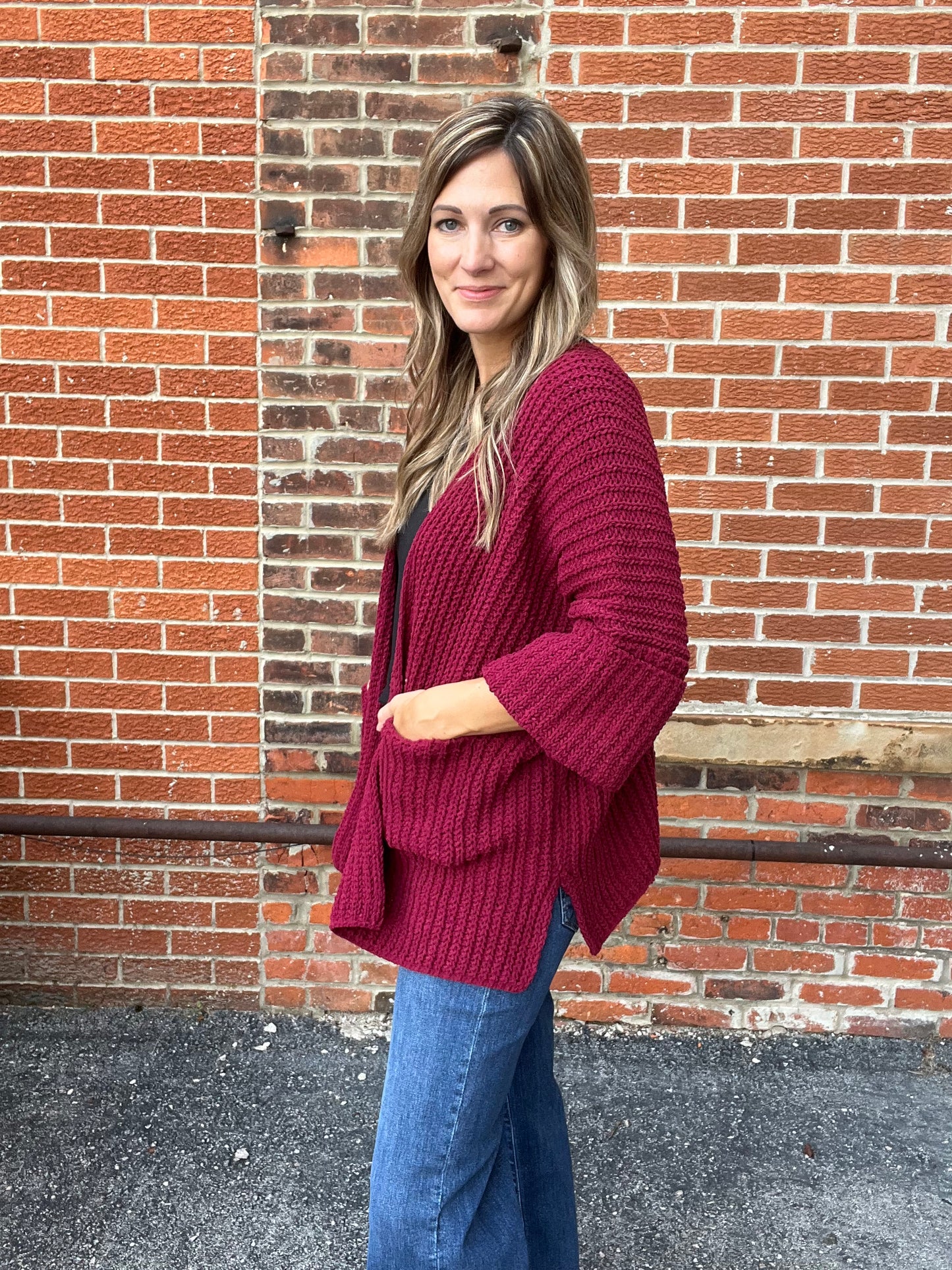 The Omi Wine Oversized Knitted Cardigan