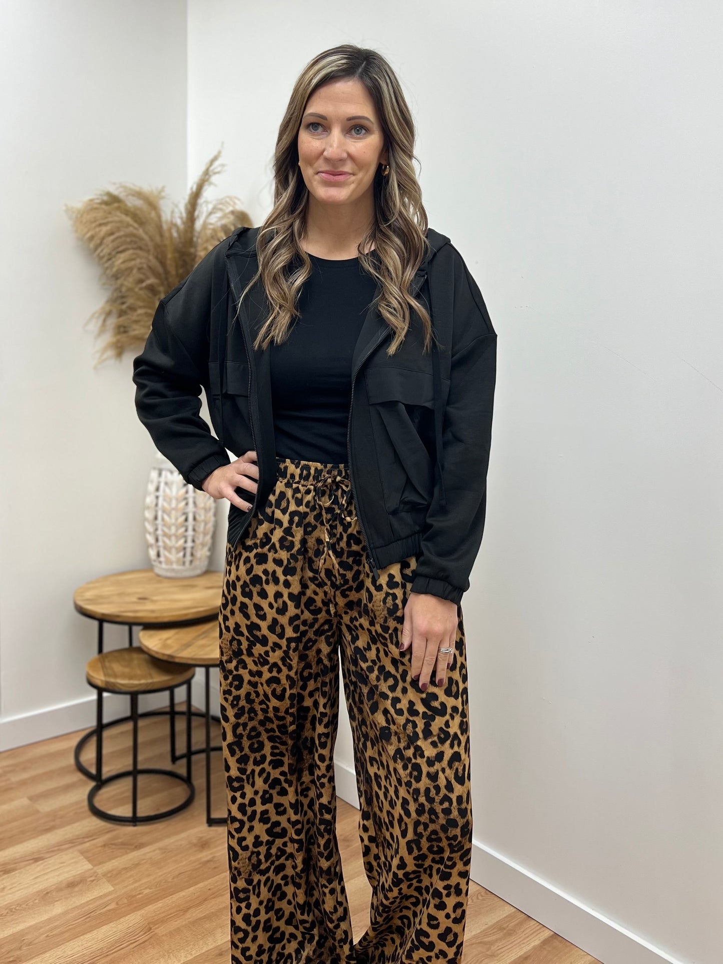 The Zola Satin Leopard Pants