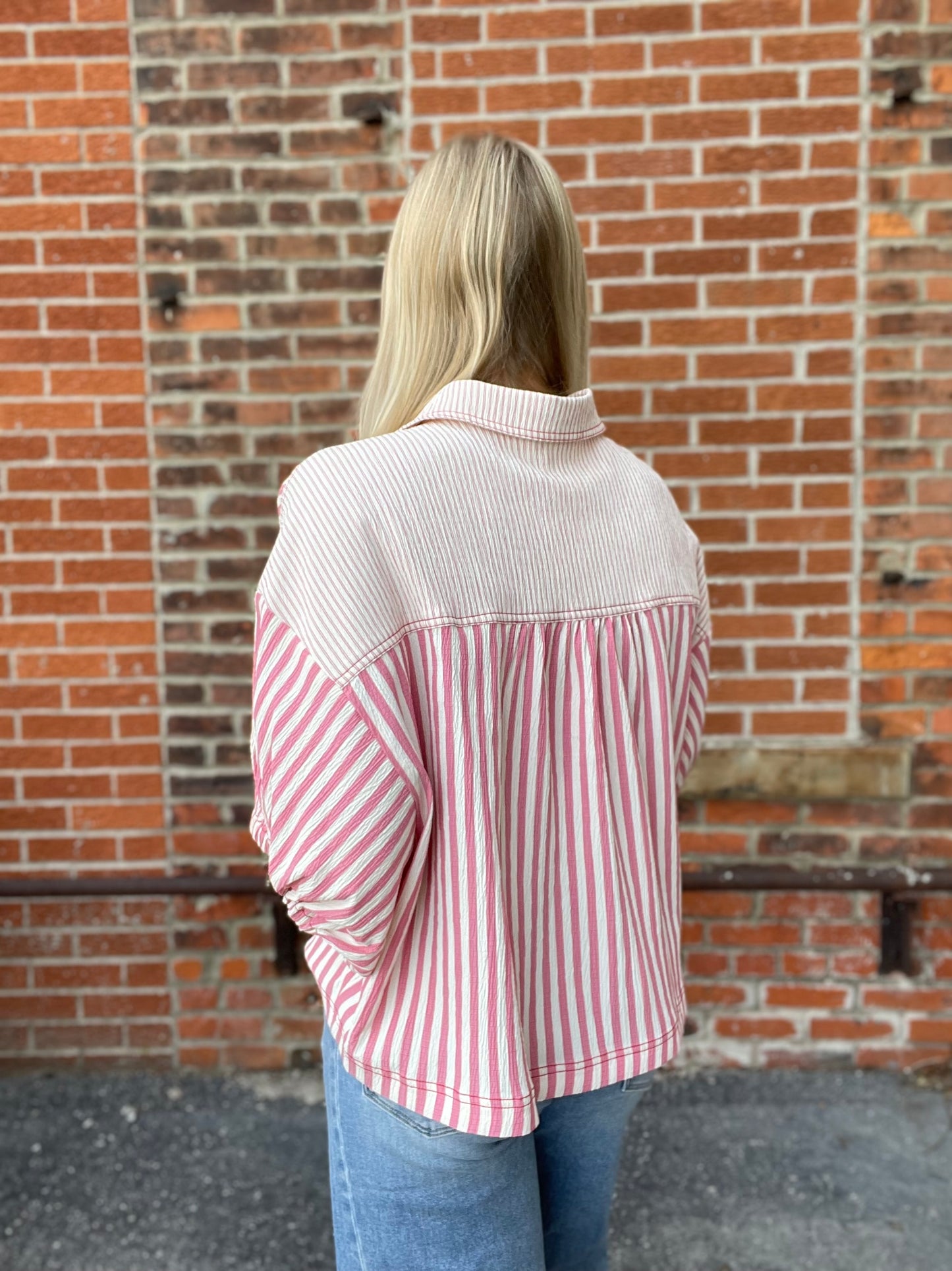The Milha French Rose Button Up Top