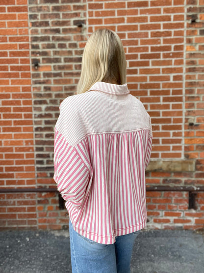 The Milha French Rose Button Up Top
