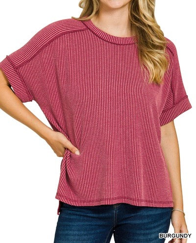 The Mae Ribbed Short Sleeve Top