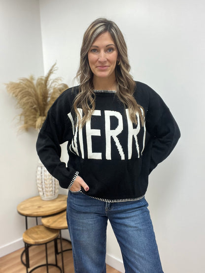Merry Knit Black Sweater