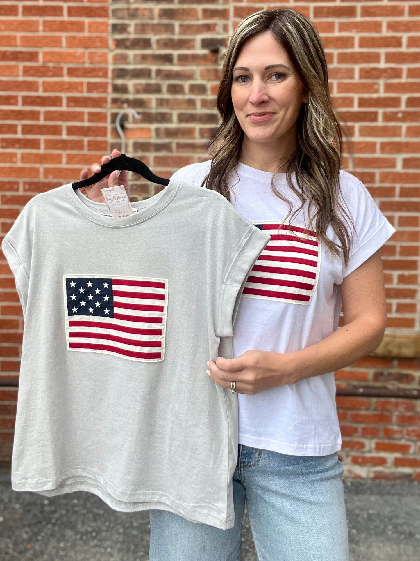 The Liberty Patchwork Short Sleeve Flag Top
