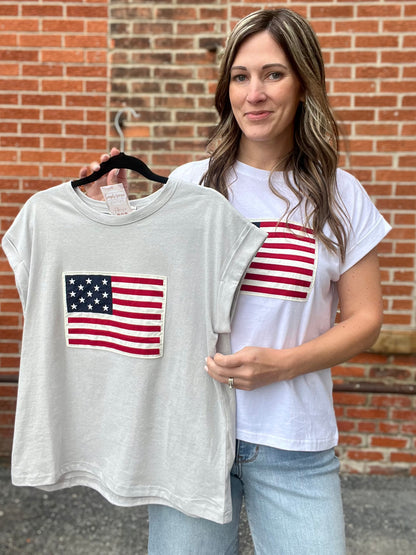 The Liberty Patchwork Short Sleeve Flag Top