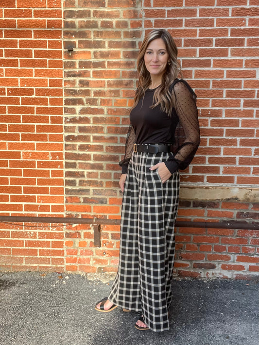 The Bauleigh Wide Leg Plaid Pants