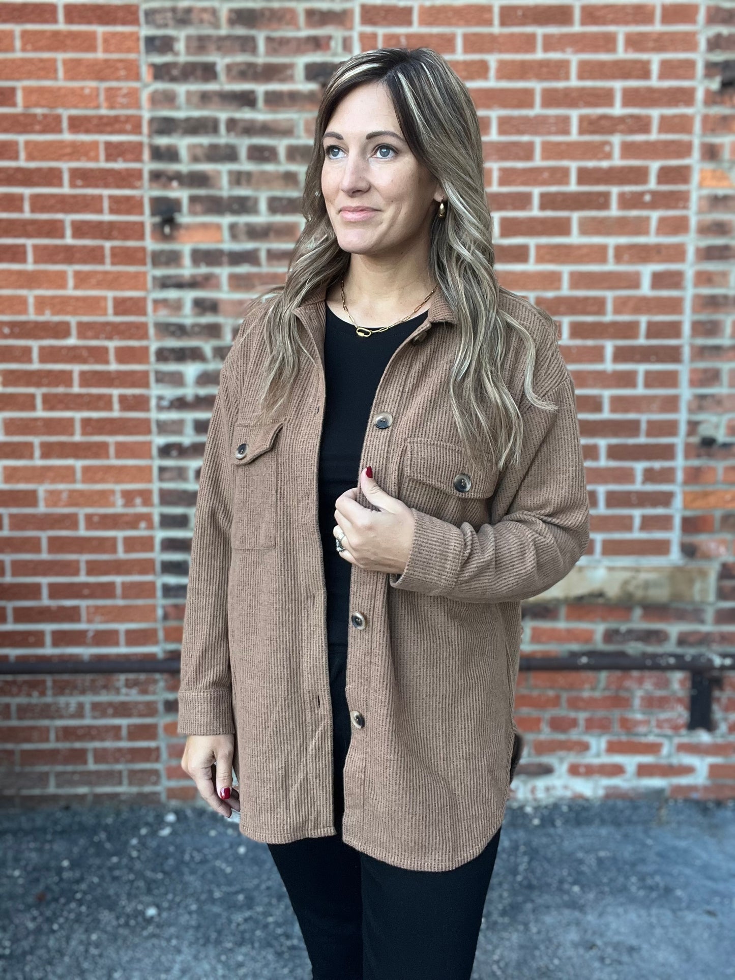 The Akira Brushed Ribbed Knit Shacket