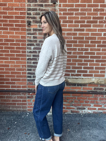 The Sloane Striped Front Seam Sweater
