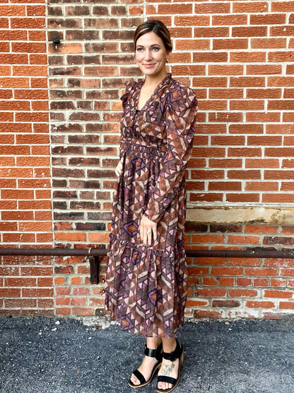 The Charlene Long Sleeve Midi Dress
