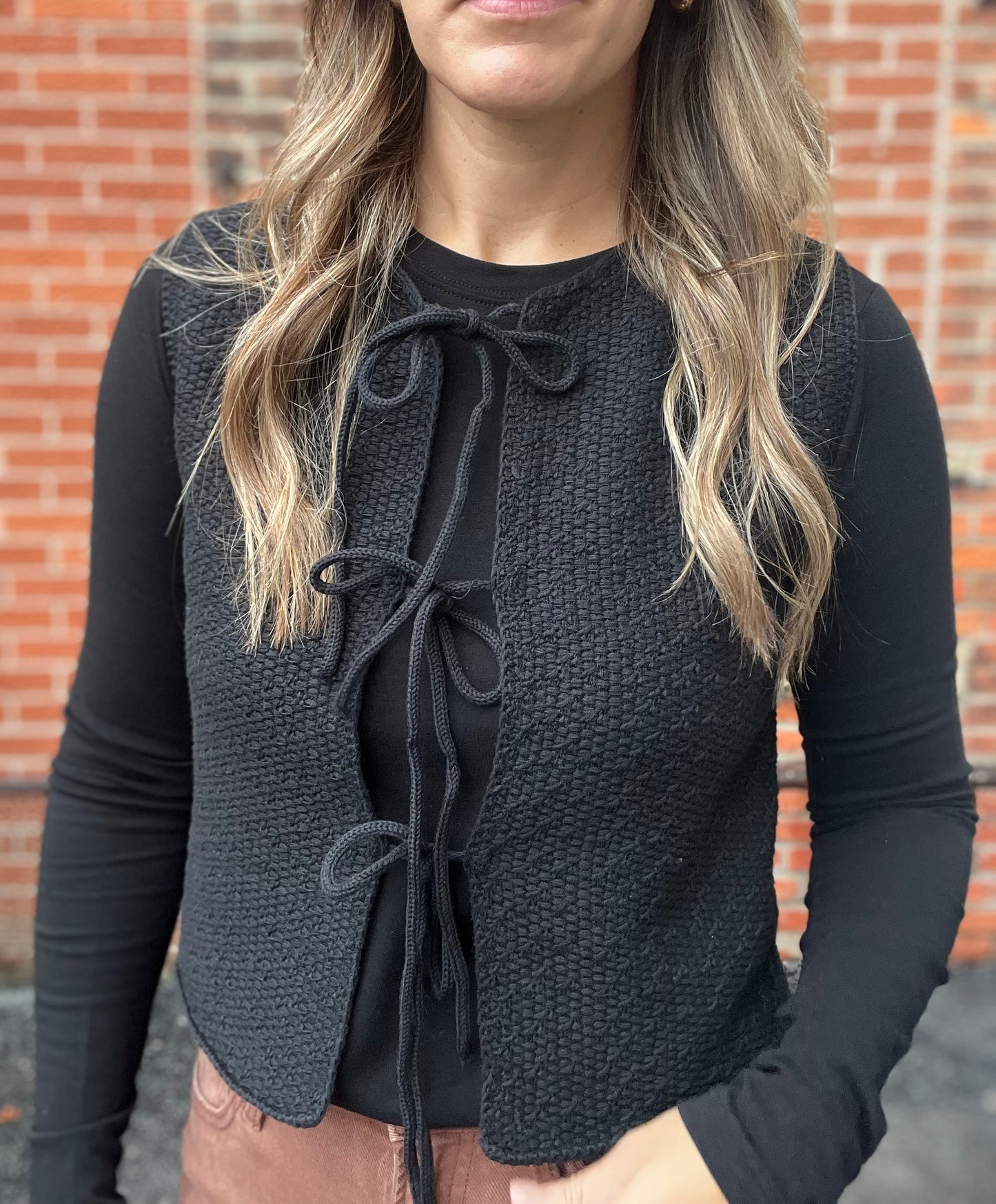 The Adell Front Tie Sweater Vest