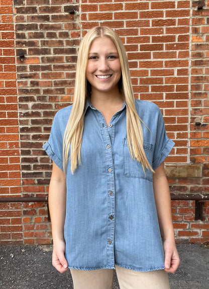 The Karmen Chambray Classic Denim Button Up
