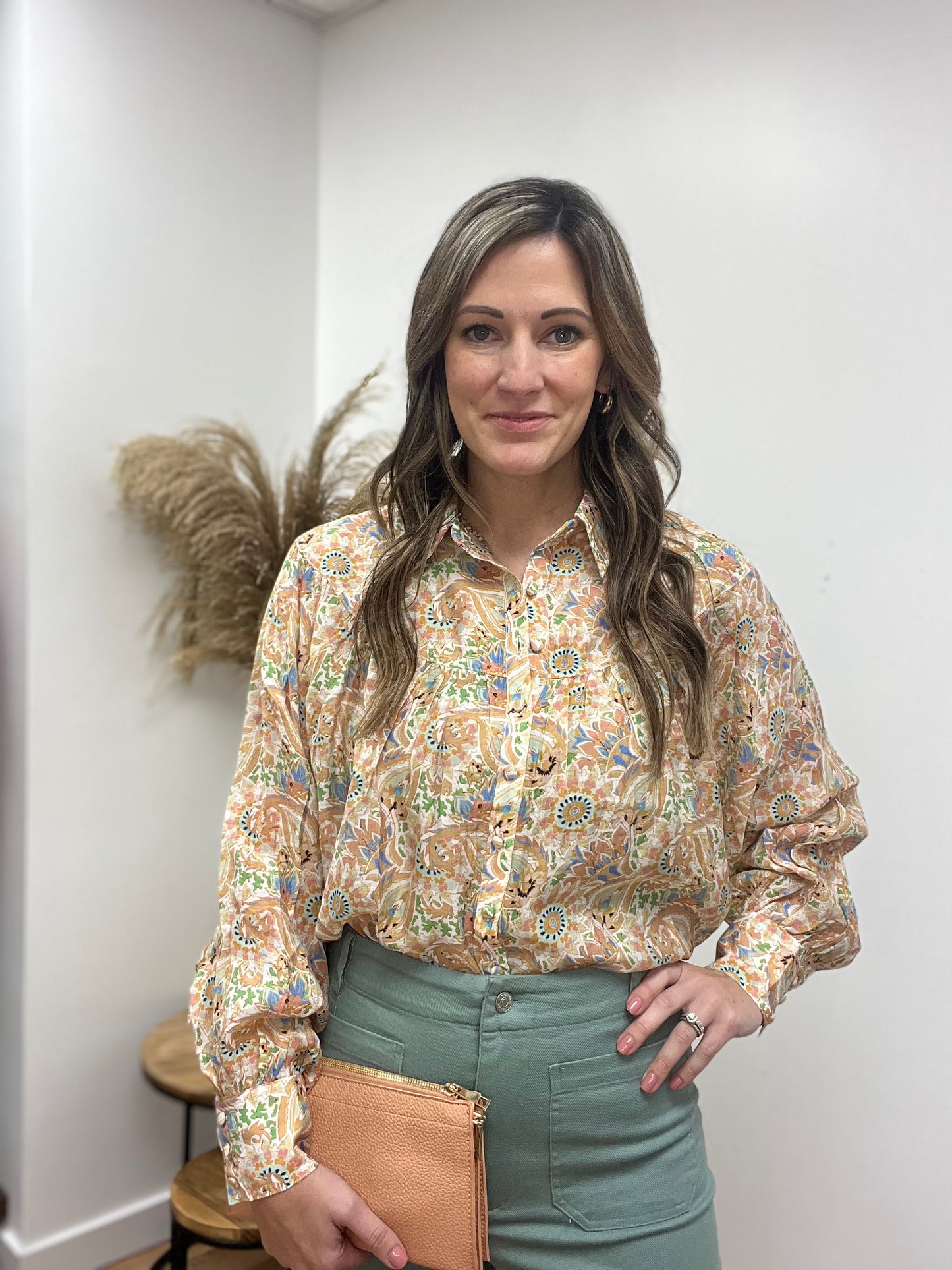 The Nova Paisley Button Down Blouse
