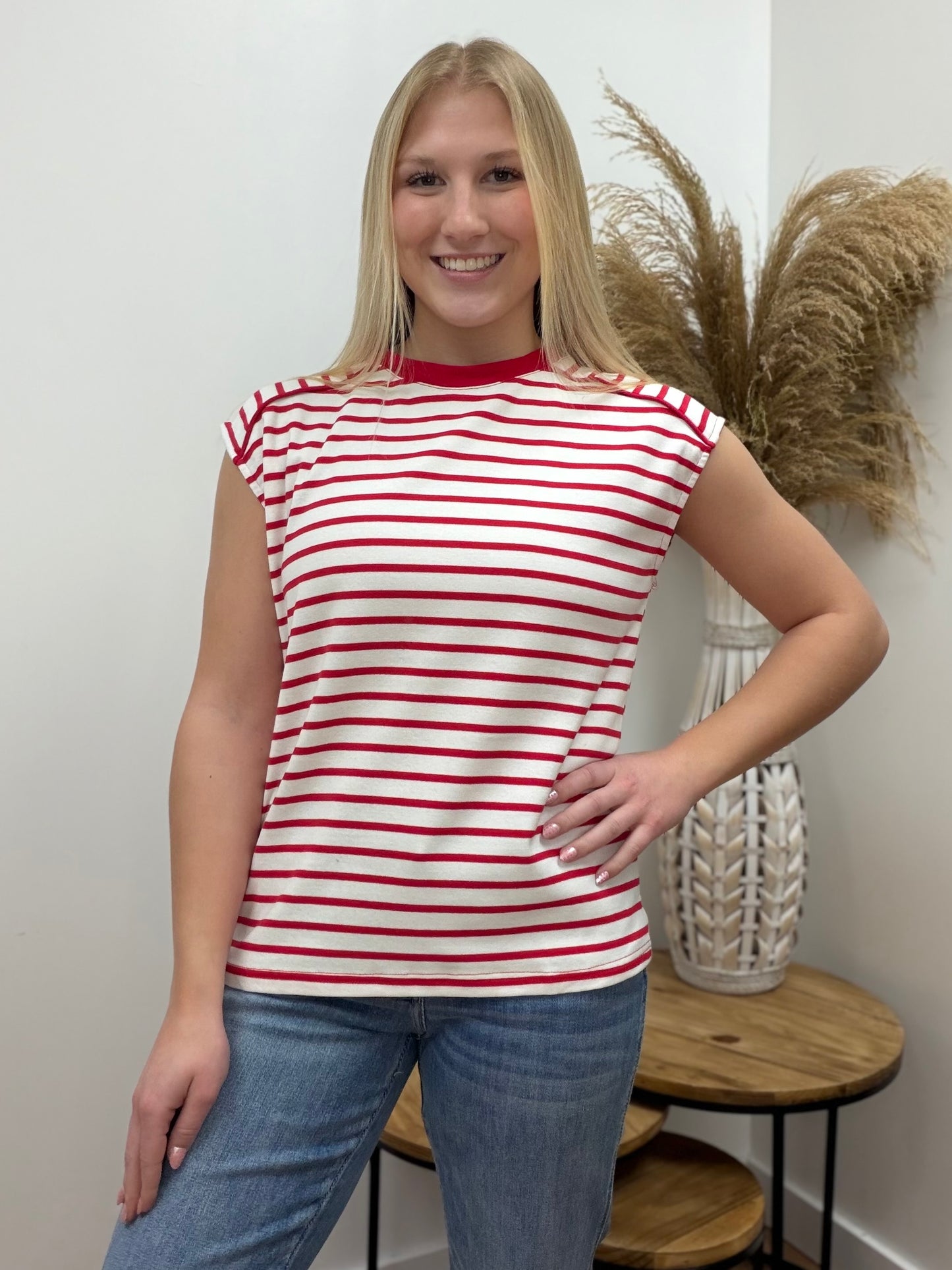 The Millie Sleeveless Stripped Knit Top