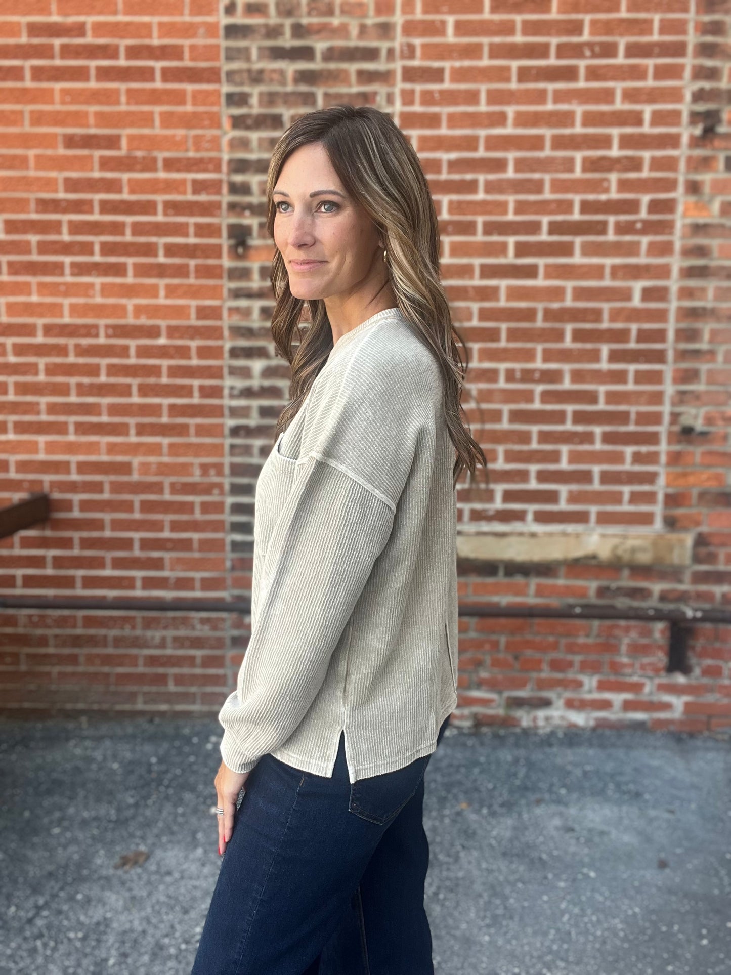 The Blair Ribbed Long Sleeve Knit Top
