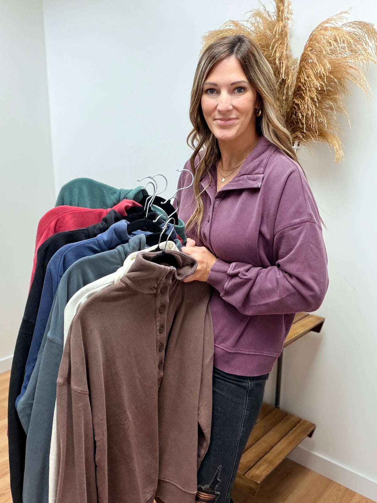 The Loloi Quarter Button Crewneck Sweatshirt
