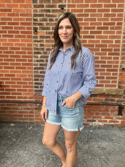The Briller Stripped Button Up with Stars
