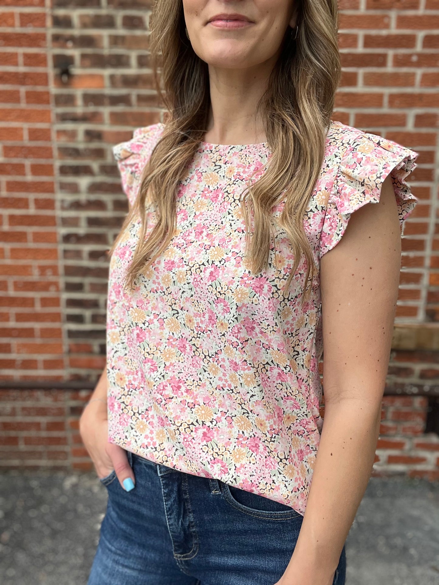 The Sibyl Floral Flutter Blouse Top