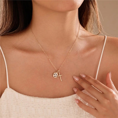 Soccer And Cross Charm Necklace