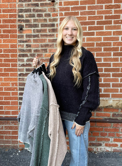 The Flora Chenille Oversized Sweater with Reverse Seams