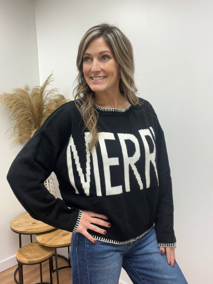 Merry Knit Black Sweater