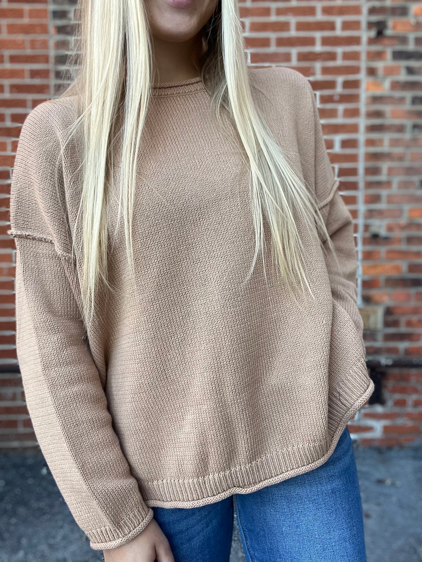 The Jane Tan Raw Edge Long Sleeve Sweater