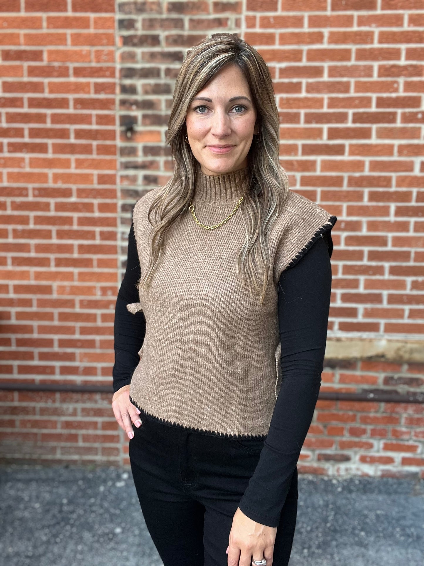 The Keely Mock Neck Tie Sweater