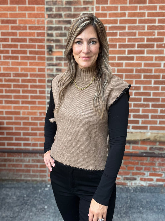 The Keely Mock Neck Tie Sweater