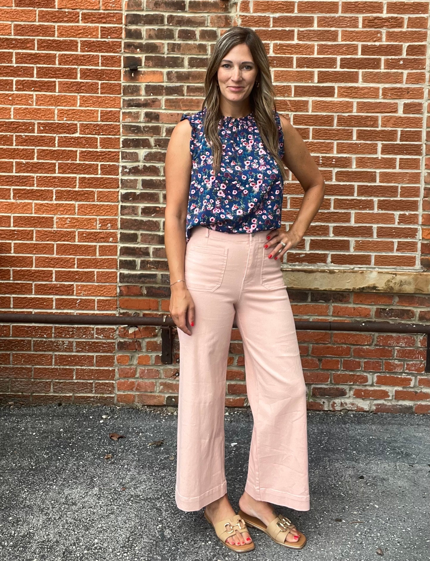 The Maisy Navy Floral Sleeveless Blouse