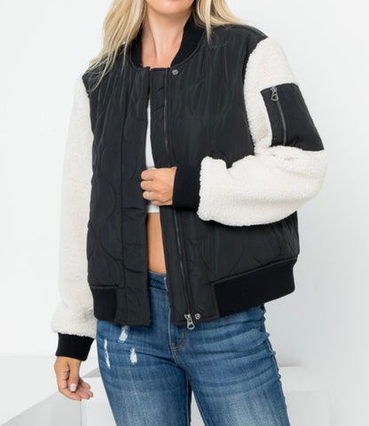 The Quilted Mia Sherpa Bomber Jacket