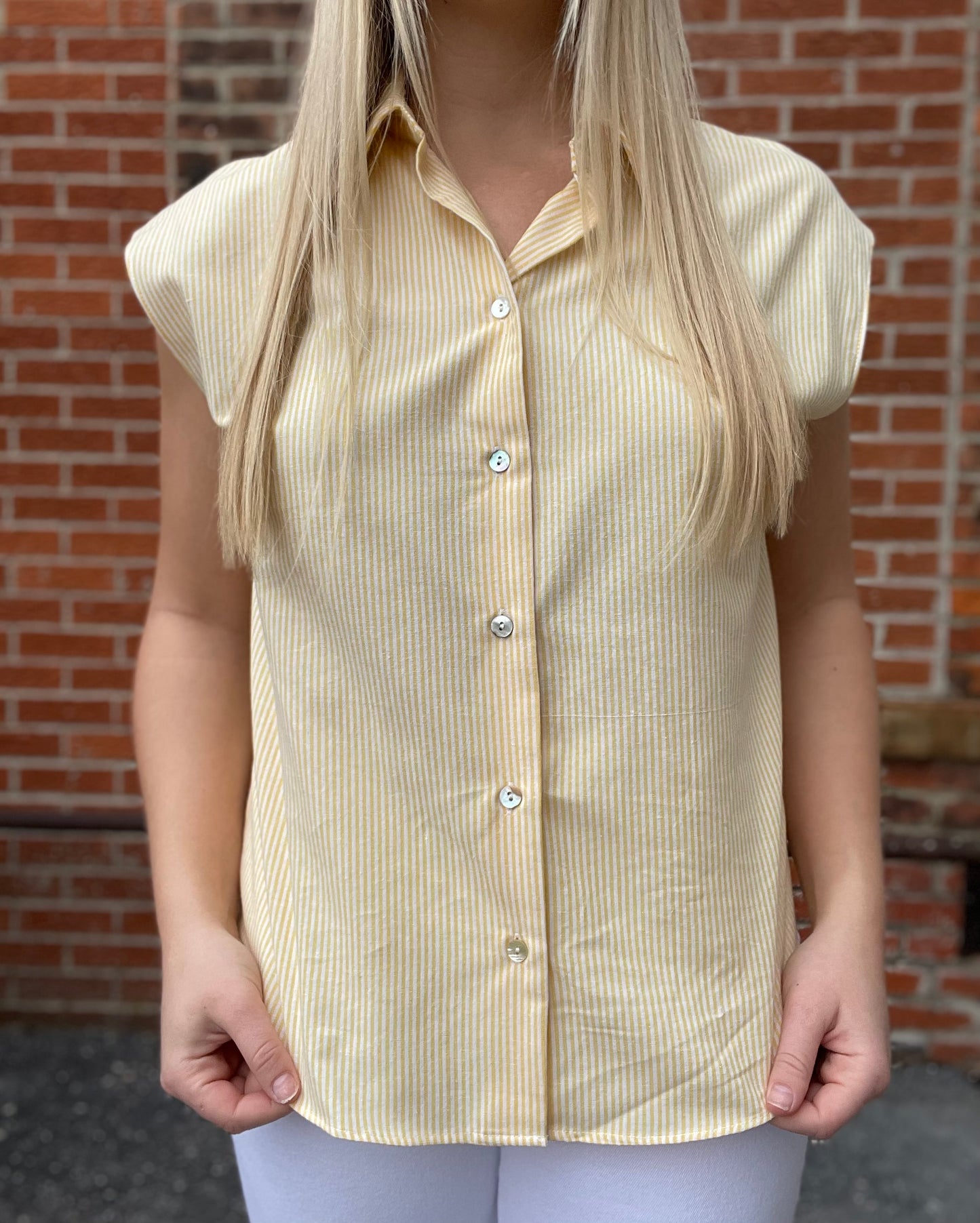 The Harriet Daisy Yellow Striped Button Down