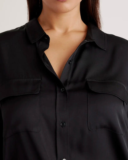 The Valorie Curvy Silky Button Up Top ￼