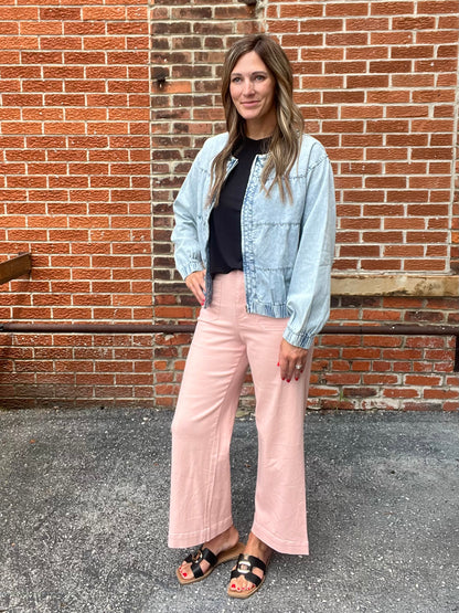 The Lux Tiered Layers Washed Denim Jacket