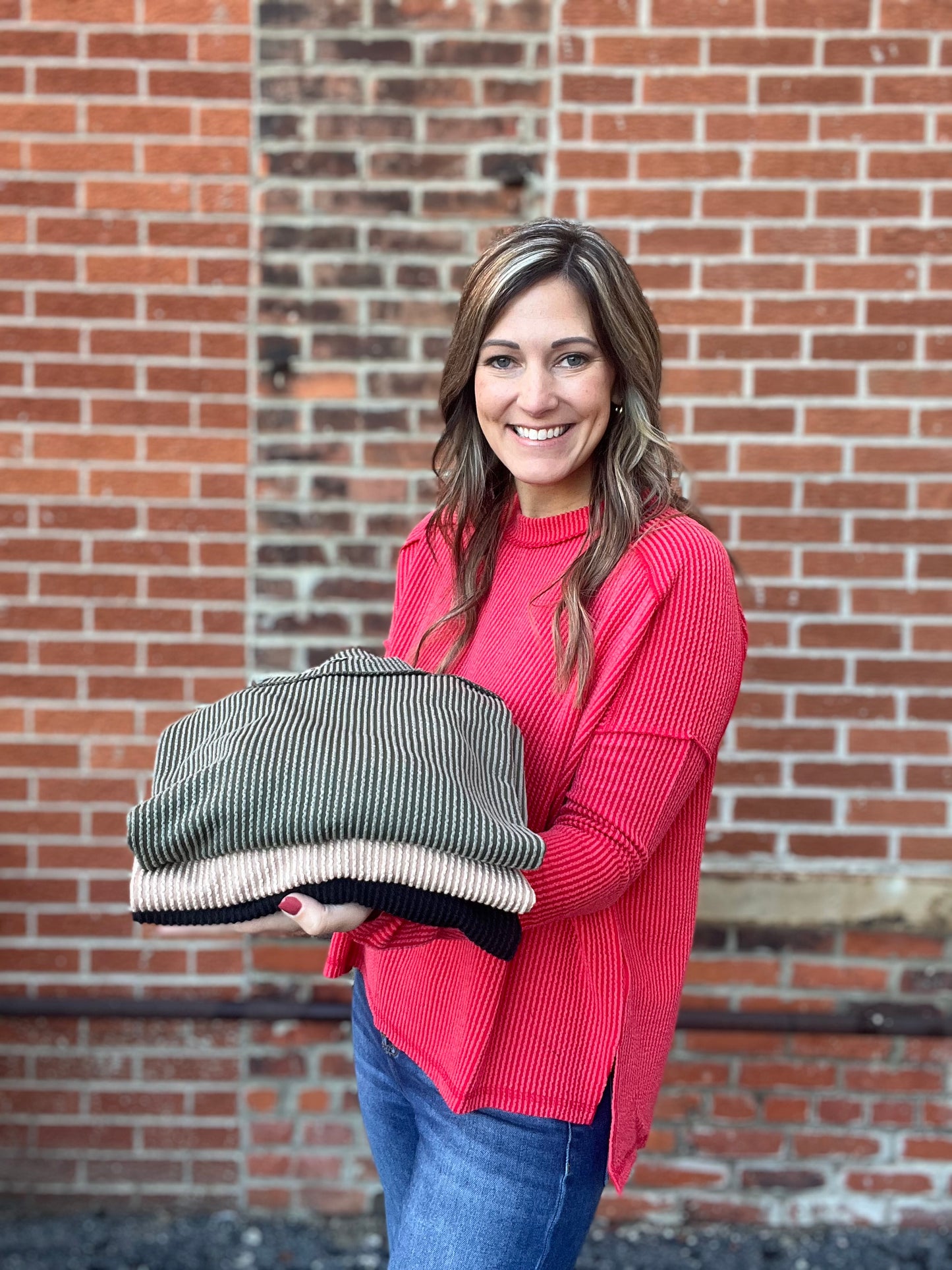 The Madison Ribbed Raw Edge Long Sleeve