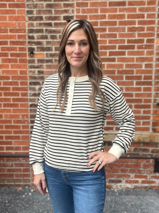 The Braylynn Striped Henley Top