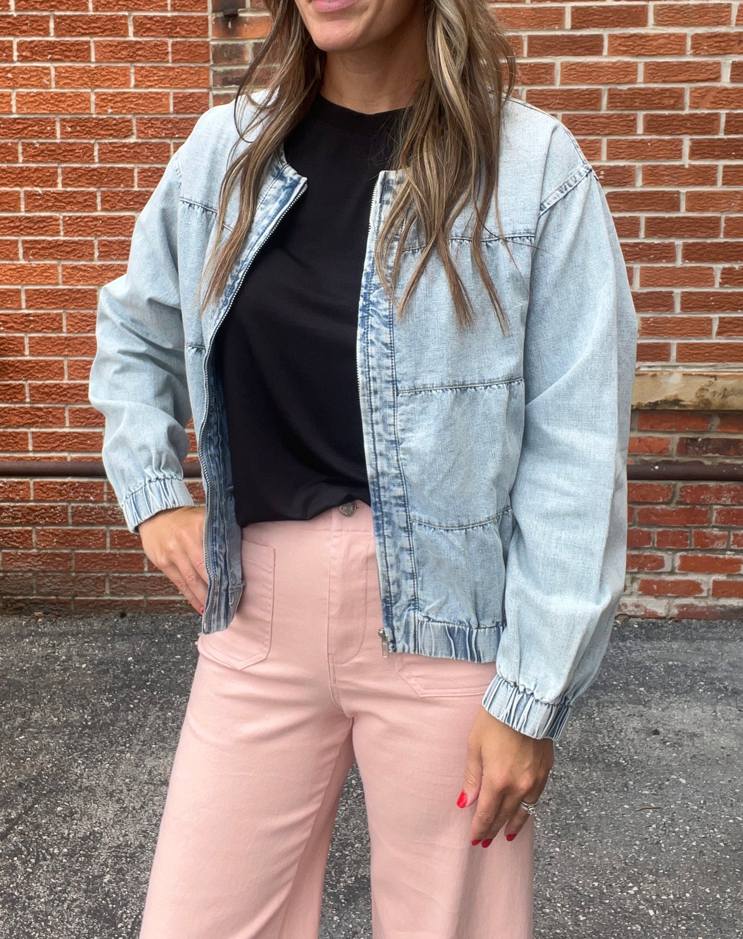 The Lux Tiered Layers Washed Denim Jacket