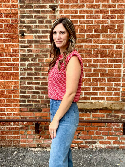 The Sable Stripped Bubble Hem Top