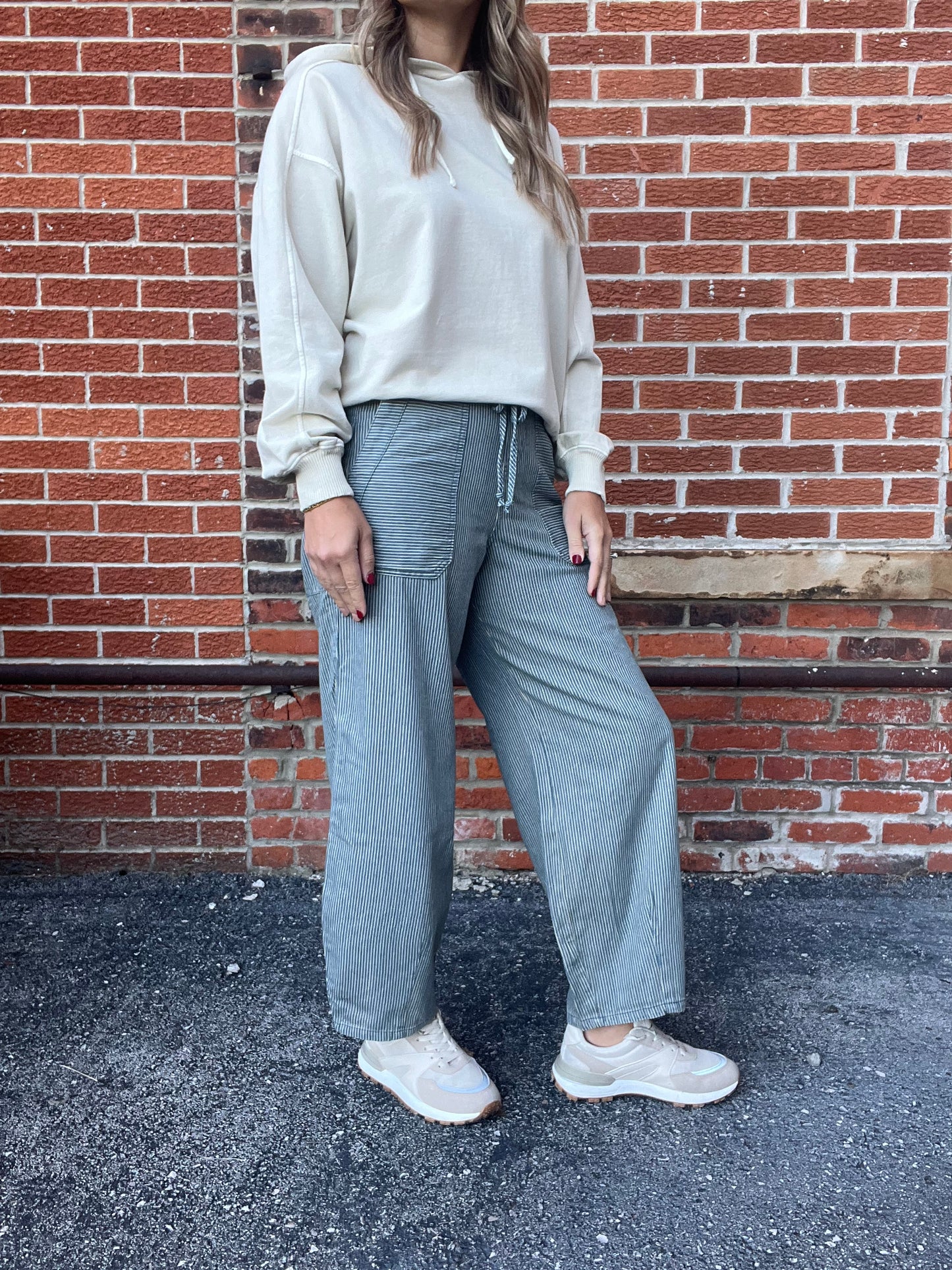 The Piper Striped Tie Denim Pants