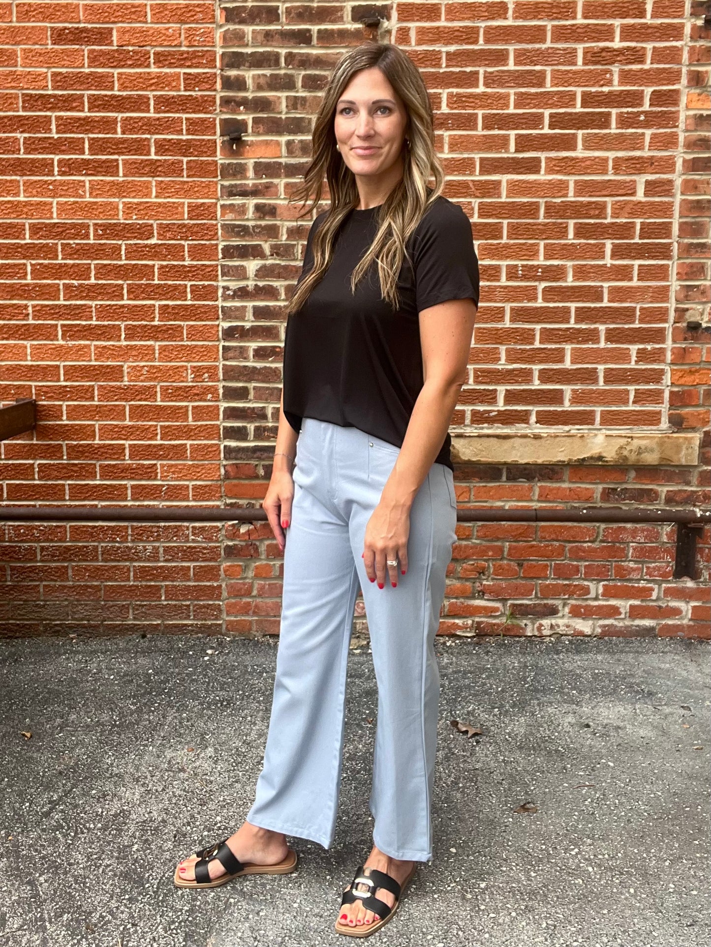 The Zayla Light Blue Straight Leg Pants